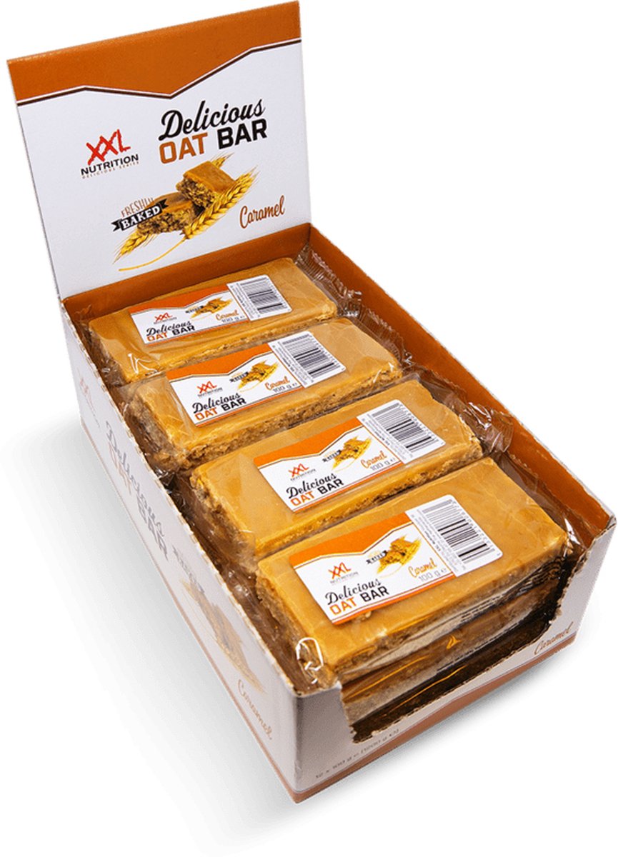 Goedkoopste XXL Nutrition - Delicious Oat Bar - Havermoutreep Supplement - Reep van Havermout - Gezonde Snack - Diverse Smaken - Caramel - 12 Pack
