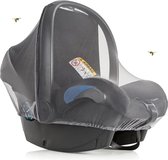 Insectenbescherming voor babyzitje, muggennet voor babyautostoelen (bijv. Maxi-Cosi, Cybex, Romein), fijnmazig muggennet met elastiek en draagopening, grijs