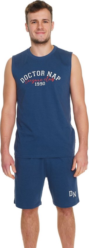 Doctor Nap Pyjama sportif en coton Adultes | Short sans manches | Shortama | Club de Leisure Blue Profond PMB.5372 M