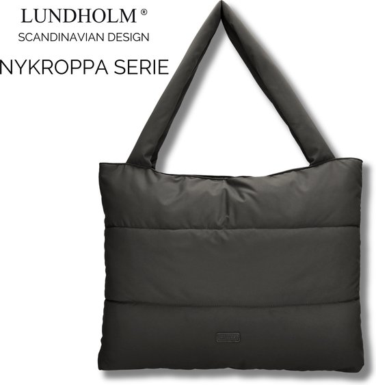 Lundholm Tas dames shopper groot Nylon - Schoudertas dames - tassen dames shopper - Zwart - vrouwen cadeautjes | Scandinavisch Design - Nykroppa serie