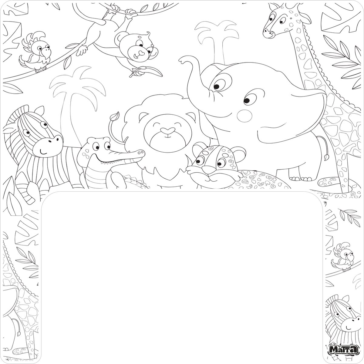 Matta Kids - Jungle Explorer - Herbruikbare Kleurplaat en Veegplacemat - Past op Ikea Antilop
