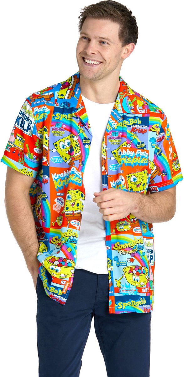 OppoSuits Shirt - SpongeBob™ Breakfast - Heren Overhemd - Korte Mouwen - Meerkleurig - XXL