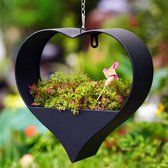 Metalen hartvormige bloempot, hangende tuindecoratie voor buiten, zwarte plantenbak, decoratie voor tuin, balkon, buiten, plantenpot, decoratie, woonkamer, hangpot, cadeaus voor vrouwen, mama,
