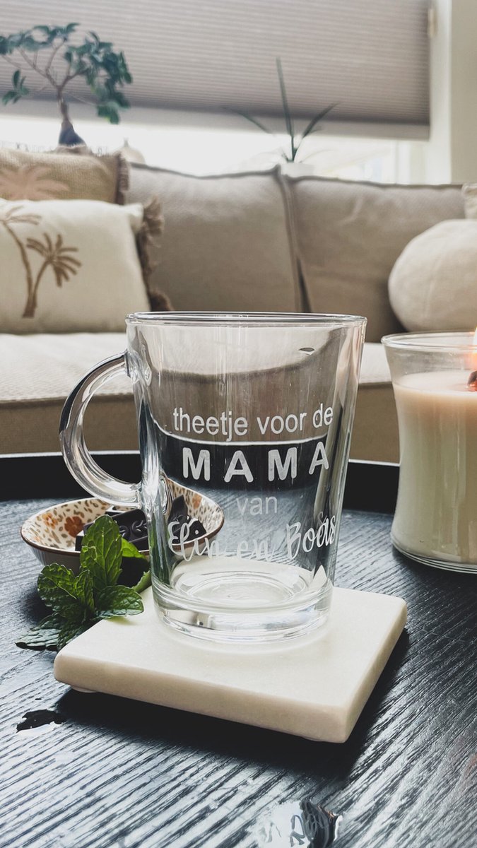 Wij & Blij - Gepersonaliseerd theeglas moederdag - theetje voor
