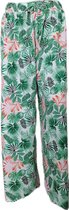 Femme - Pantalons d'été - Pantalons - Pantalons de Yoga - Pantalons de plage - Femme - Jambe large - Comfort - Bande élastique - Couleur Wit/Saumon/Vert - Taille 48-50