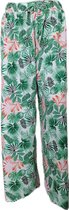 Dames - Zomerbroek - Broek - Yoga Broek - Strand broek - Dames - Wide Leg - Comfort - Elastische Band - Kleur Wit/Zalm/Groen - Maat 48-50