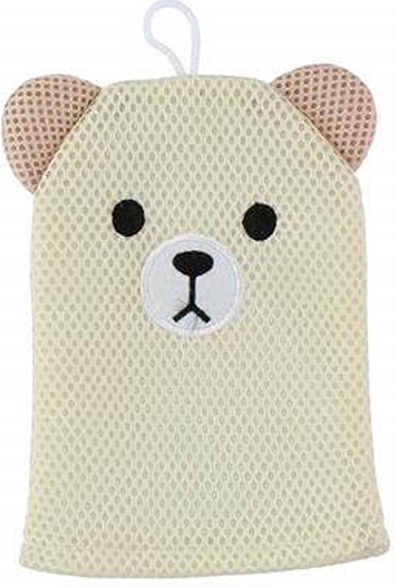 Badhandschoen voor Kinderen en Volwassenen Beige Beer - Baby Shower Glove - Douche Handschoen - Washandjes Baby