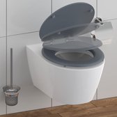 Abattant WC gris avec mécanisme de fermeture amortie, abattant WC avec abattant, noyau en bois (capacité de charge maximale de l'abattant WC : 150 kg), gris