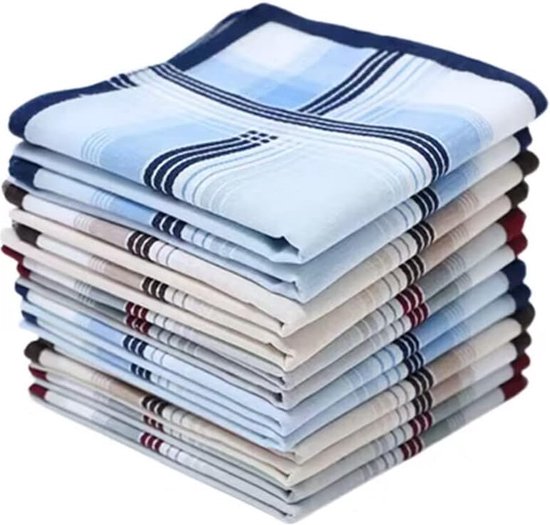 EVNFHCEJ 6/12 stks Heren Zakdoek Katoen Vierkant Geweven Gemengd Geruit