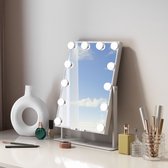 FENCHLIN Hollywood Miroir de courtoisie Rotation à 360° avec lumière Bluetooth Charge sans fil Bureau en métal Blanc 30,41 cm