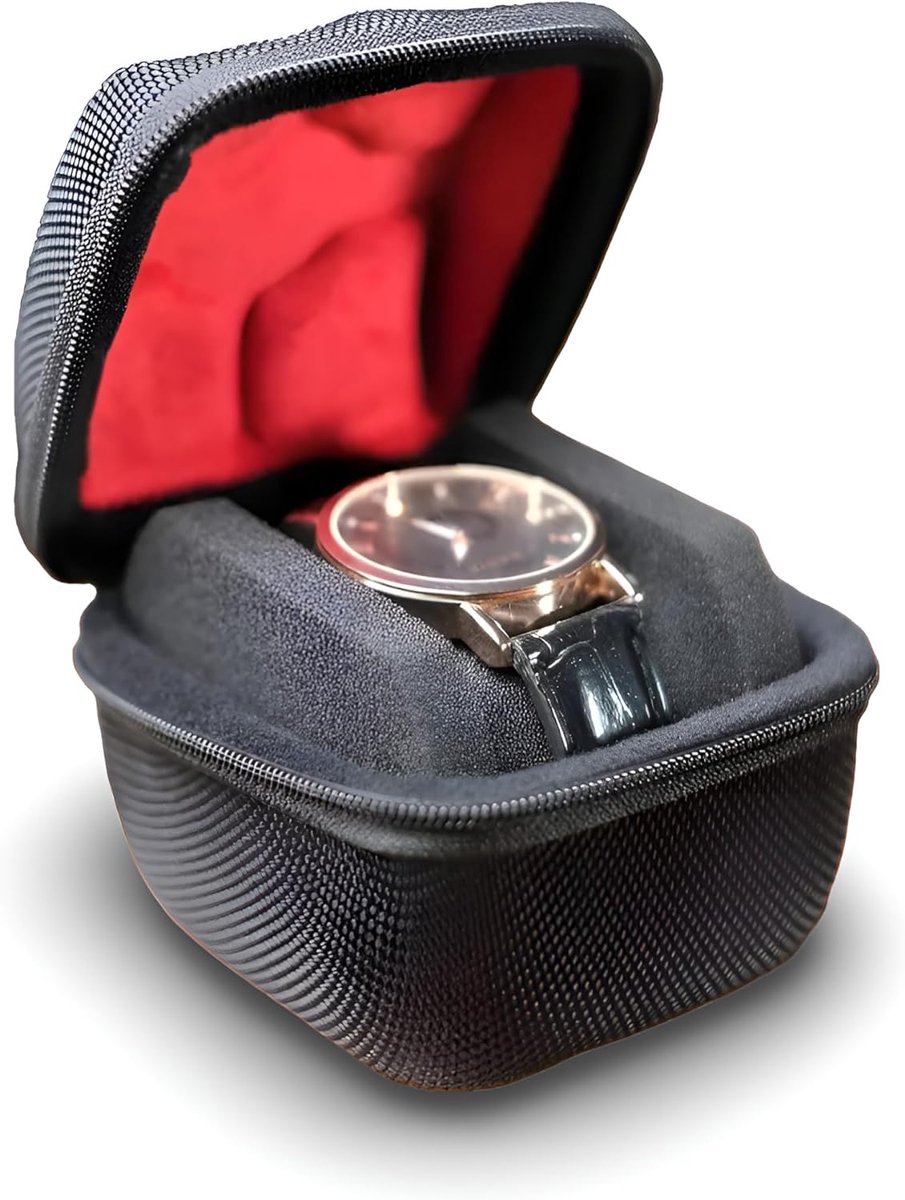 1 horlogebox reisetui voor horloges, waterdicht, opbergdoos, bewaardoos, enkel horloge, harde schaal, horlogetransport, anti-beweging, krasbestendig