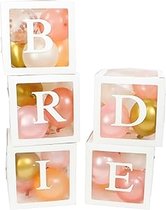 5 doorzichtige letter ballon blokken Bride wit inclusief 30 ballonnen - bride - bruid - ballon - ballonblok - ballonbox - vrijgezellenfeest