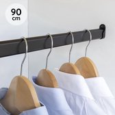 Eleganca Kledingstang 90cm – Kledingroede – Stevig Aluminium - Garderobestang - Kledingstangen voor aan de muur – Inclusief Kastroededragers en Schroeven - Zwart