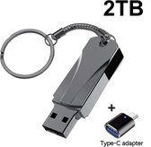 Usb 3.0 Stick + type-C adapter - 2Tb geheugen opslag - Donker grijs - Meralen Usb Flash Drive - Hoge Snelheid Draagbare Usb