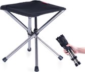 Klapkruk voor camping draagbaar en licht tot 110 kg draagvermogen kruk voor vissen wandelen tuin BBQ met draagtas (zwart) pop up stool
