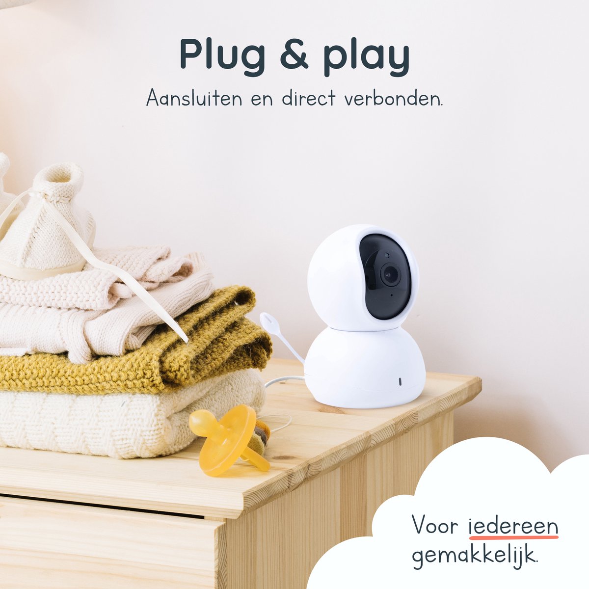 Afbeelding 2 van Wolqy Babyfoon – Babyfoon met Camera – Baby Monitor – Plug & Play - Op Afstand Bestuurbaar – 720p HD