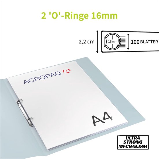 Raylu Paper® - Ordner 4 D-ringen 40 mm - A4 ringmap voor het opbergen van documenten - A4 formaat 33,5 cm H x 26 cm B en 6 cm rugdikte (donkergroen