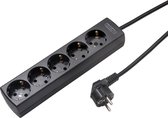 Martin Kaiser 5-weg 45 graden zwarte contactdoos met 1,5m kabel - 1065ZL/15W/SW - E3HDX