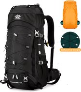 Avoir Avoir®-Backpack 60L - Rugzak -kwaliteit-nylon-Backpacks -grote-capaciteit-hiking-camping-wandelrugzak-ZWART-regenhoes-ingebouwde Drinksysteem- rugzak-Ritssluiting-lichtgewicht