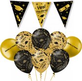 Yes You Did It Feest Versiering Geslaagd Ballonnen Slingers Gefeliciteerd Goud & Zwart Decoratie – 9 Stuks