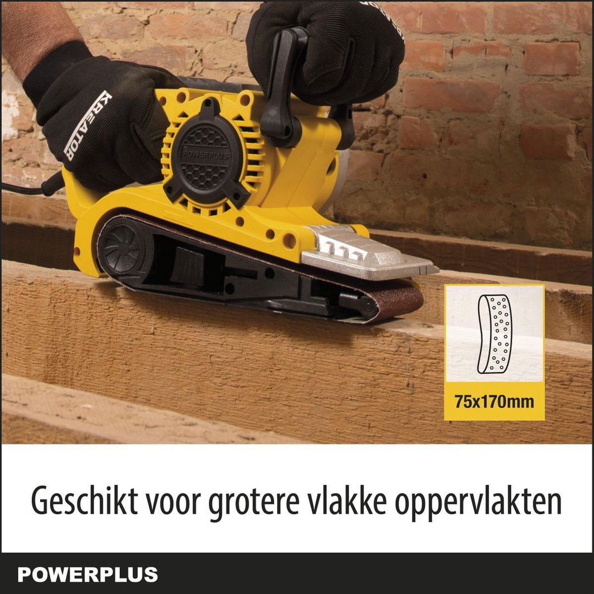 Powerplus elektrische bandschuurmachine POWX0460 - 950W schuurmachine - schuurriem 533x75mm - 380min-1 - met opbergkoffer - met 3 acc. – foto 2