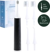 AuraLux Elektrische Tandenborstel met Ingebouwde Waterflosser - 5 Poets Opties - 3 Opzetstukken - Voor Jong & Oud - Zwart