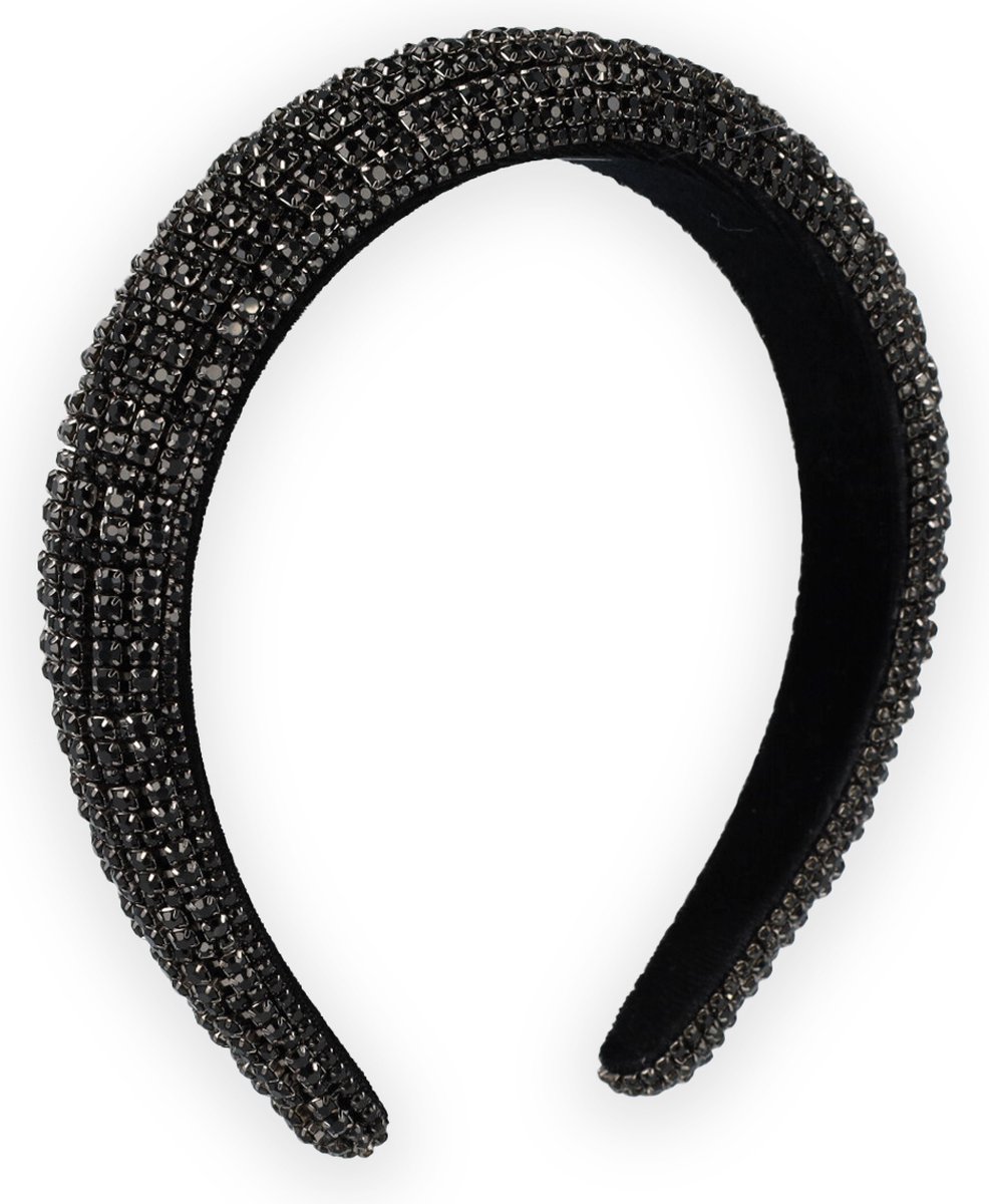 Lajetti - Haarband met Strass Zwart - Glitter Dames Diadeem Gala