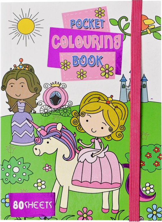 Pocket Kleurboek Prinsessen - 'Pocket Colouring Book' - Kleurboek Meisjes Prinsessen - Kleurboeken voor Kinderen - Tekenboek voor Kinderen - Tekenen Kinderen - Kleurplaten - 80 Tekenpagina's - 10 x 13,8 cm - Vanaf 3 jaar - Multi Kleuren