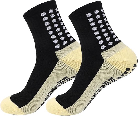 Ychee - Chaussettes antidérapantes pour enfants - Chaussettes Extra Grip - Trampoline - Jeu - Aire de jeux intérieure - Intérieur - Voetbal - Sûr - Comfort - Taille unique - Taille 28-33 - Zwart