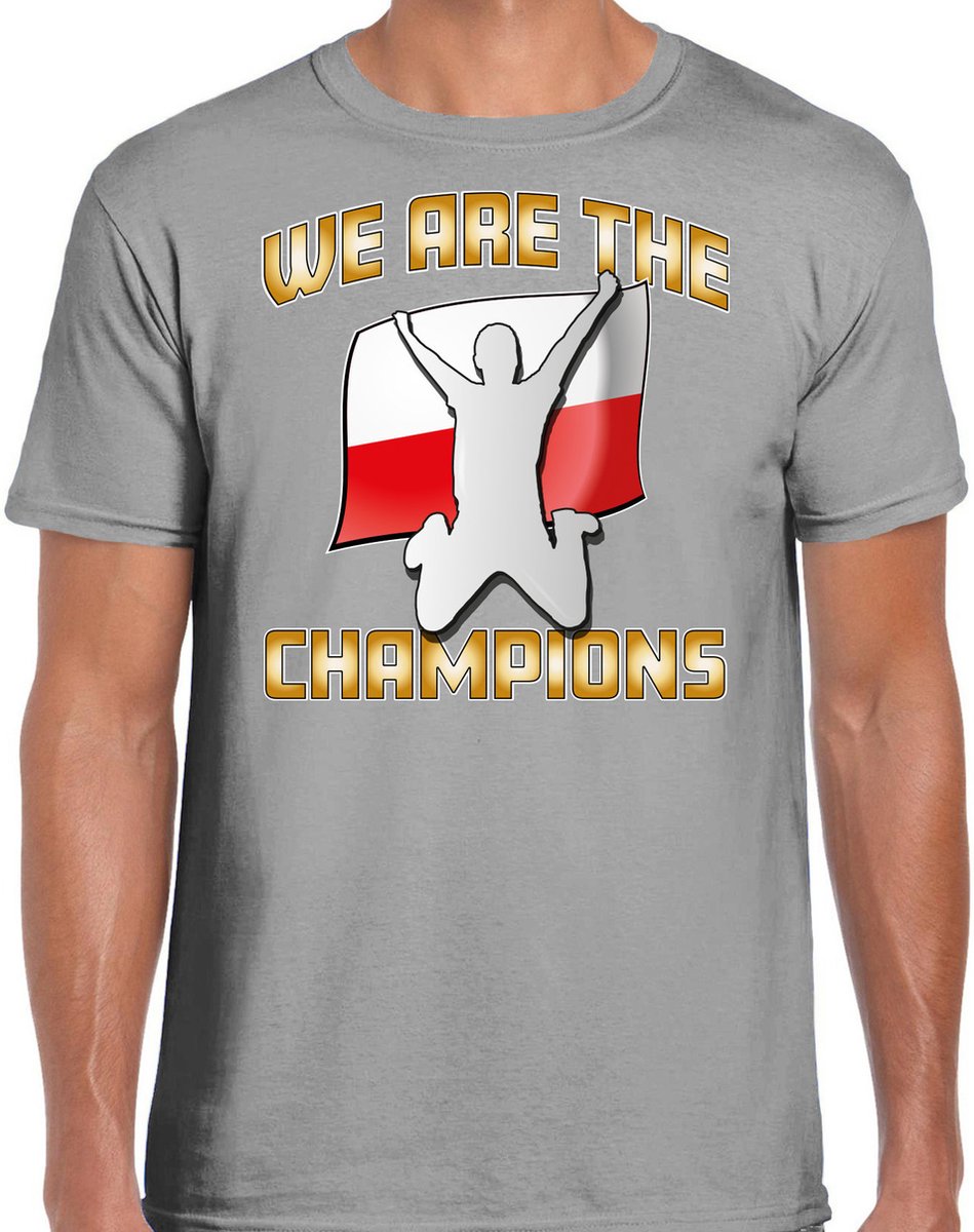 Bellatio Decorations Verkleed T-shirt voor heren - Polen - grijs - voetbal supporter - themafeest S