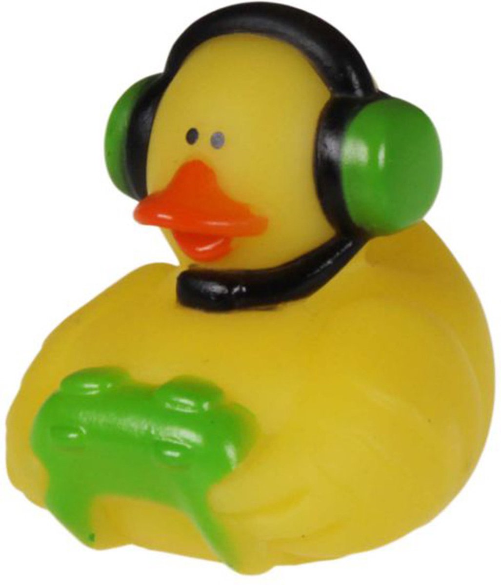 Rubber badeendje gamer - groen - badkamer fun artikelen - size 5 cm - kunststof - speelgoed eendjes