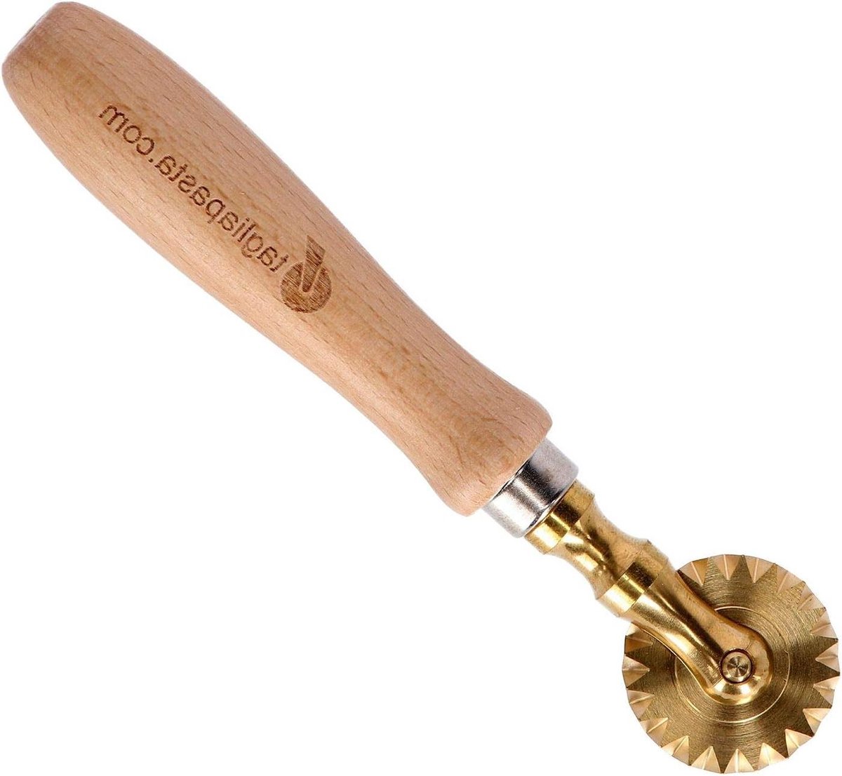 Bol.com Deegsnijder taartje van koper met houten handvat - Diameter 38 mm pasta roller aanbieding