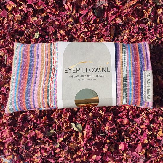 Eyepillow BOHO stripes rozenkwarts & lavendel - oogkussen verzwaard — afbeelding 2