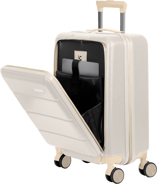 LUCCETI - Handbagage trolley 35 L - Spinner wielen reiskoffer - Handbagage koffer- Lichtgewicht Trolley - Dubbel TSA Slot - Handig voorvak - 55 cm - PURE CHAMPAGNE