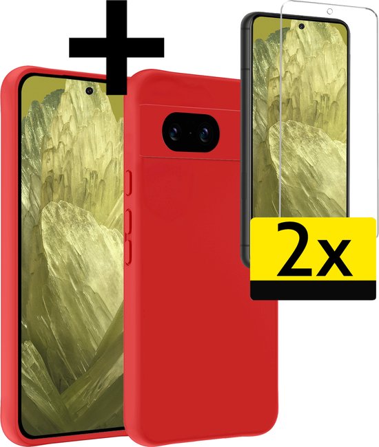 Coque pour Google Pixel 8a Coque en Siliconen avec 2 films de protection d'écran - Coque pour Google Pixel 8a Coque en Siliconen - Rouge