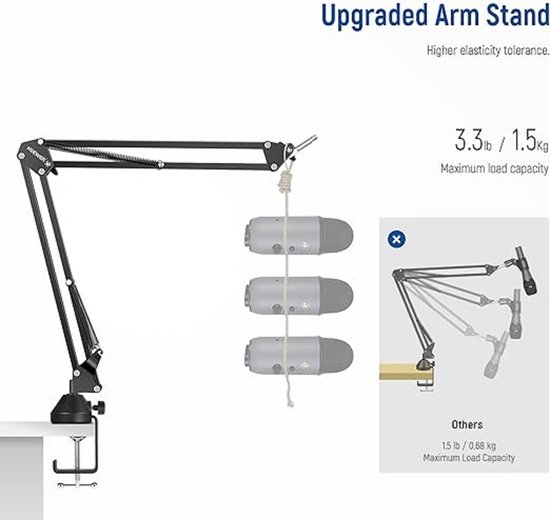 Foto: Professional microphone arm quadcast boom arm stand microfoonhouder microphone arm standard adjustable microphone stand microfoonstandaard40 1 x 17 2 x 4 5 centimetres
