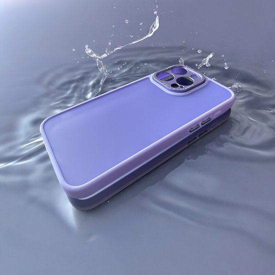 Coque arrière militaire – Convient pour iPhone 15 Pro – Avec protection d'appareil photo – Coque robuste avec bords pare-chocs en TPU souple – Violet