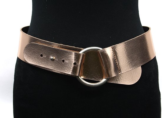 Thimbly Belts Ceinture suspendue pour femme en or rose - ceinture pour femme - 6 cm de large - Or rose - Cuir véritable - Tour de taille : 95 cm - Longueur totale de la ceinture : 110 cm