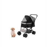 MS® - Hondenwagen - Kattenwagen - Hondenbuggy - Wandelwagen voor huisdier - Met mand - Omkeerbaar stuur - Inklapbaar - Tot 20kg draagbaar - Grijs