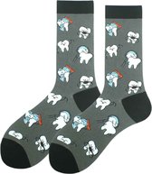 Tanden Sokken - Grappige Sokken met Poetsende Kiezen - Maat 37-41 - Cadeau voor o.a. Tandarts, Tandartsassistent & Mondhygieniste