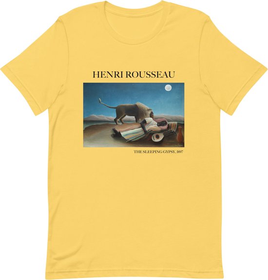 Henri Rousseau 'De Slapende Zigeunerin' ("The Sleeping Gypsy") Beroemd Schilderij T-Shirt | Unisex Klassiek Kunst T-shirt | Geel | 2XL
