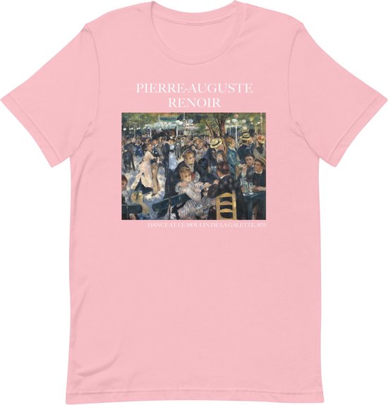 Pierre-Auguste Renoir 'Dans in Le Moulin de la Galette' ("Dance at Le Moulin de la Galette") Beroemd Schilderij T-Shirt | Unisex Klassiek Kunst T-shirt | Roze | M