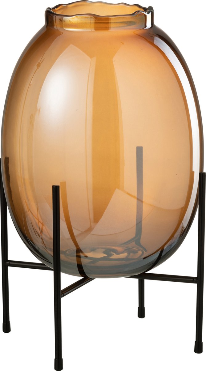 J-Line vaas Op Voet - glas - bruin - large - 39 cm hoog