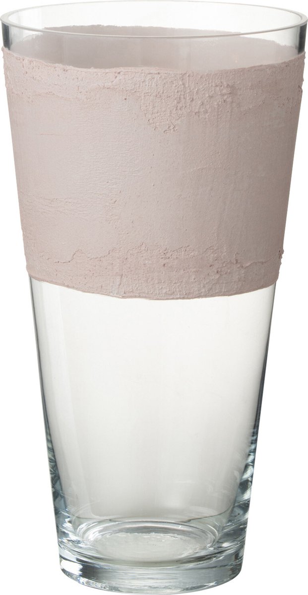 J-Line vaas Delph - glas - transparant/lichtroze - small - 35 cm hoog