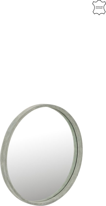 J-Line spiegel Rond - leder - groen - small