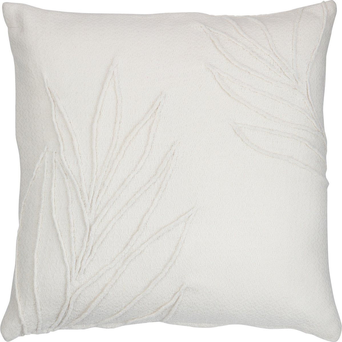 J-Line kussen Blad Fijn Vierkant - polyester - wit