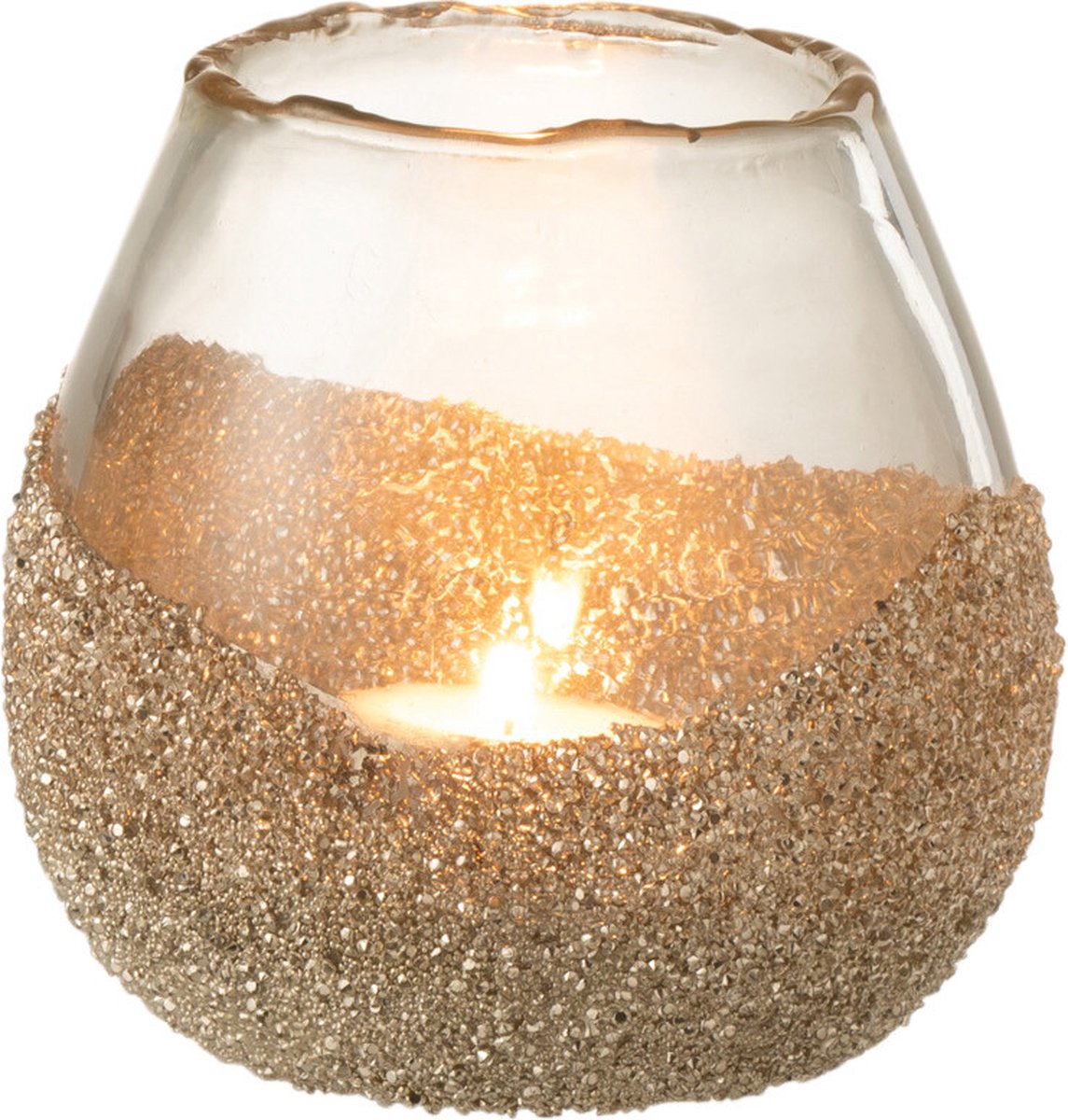 J-Line kaarshouder Helft Parels Rond - glas - goud - small