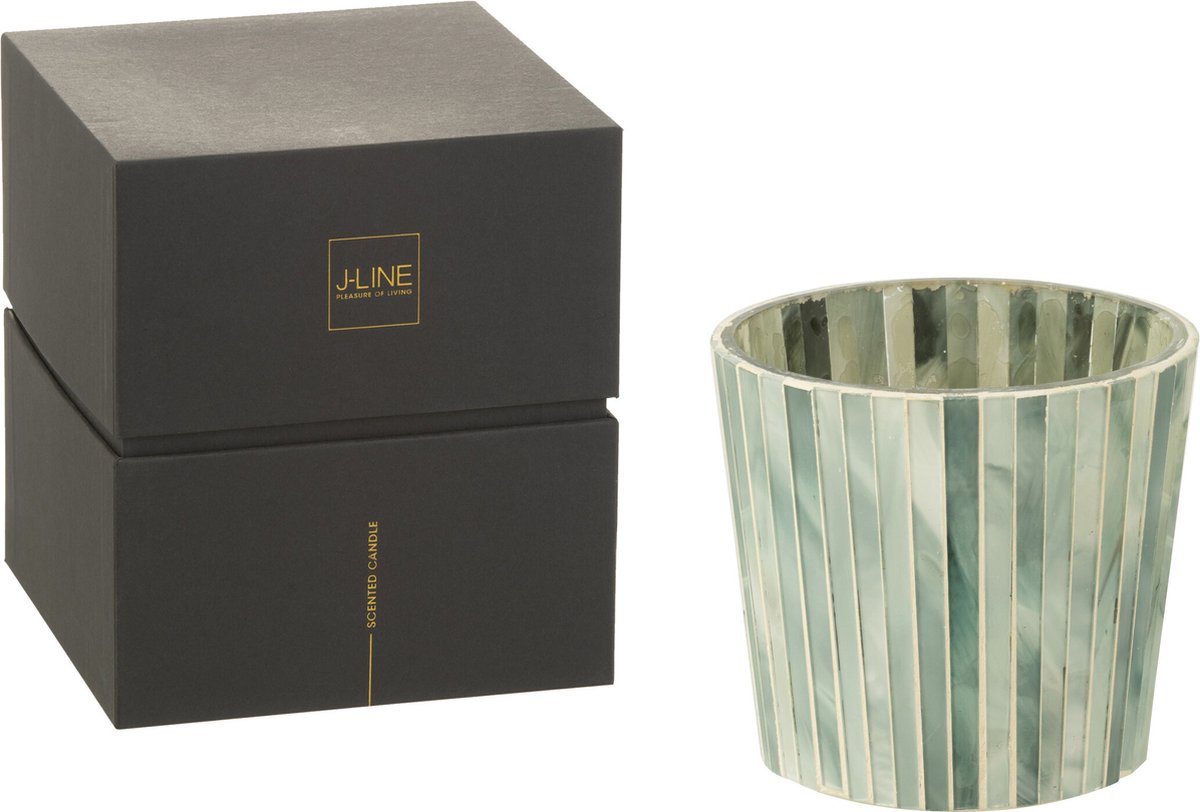 J-Line geurkaars Noa - Seaside Bliss - glas - lichtblauw - small - 45U