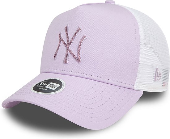 New Era New York Yankees Womens MLB Rhinestone Lilac A-Frame Trucker Cap