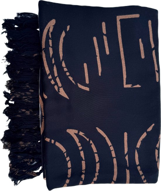 Sarong Moon - Handgemaakte Pareo Omslagdoek Omslagrok Strandlaken Bikini Cover Up Dames Heren - Zwart